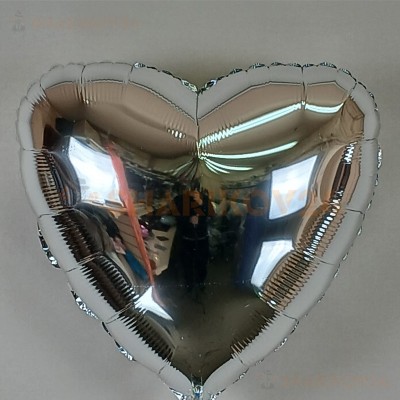Шар (18''/46 см) Сердце, Серебро